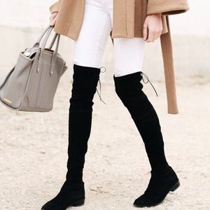 Black Faux Suede Over the Knee Boots